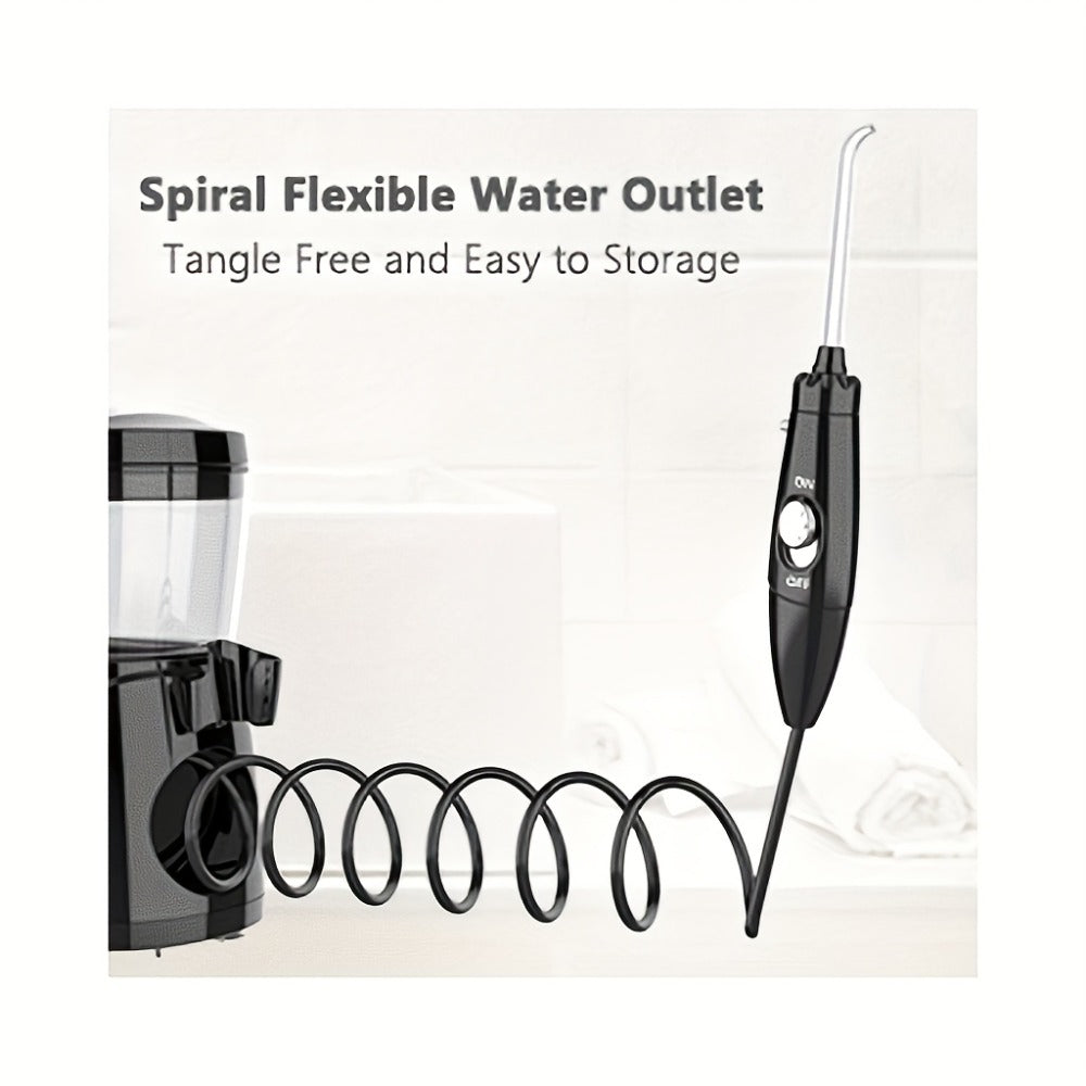 600 ml Desktop Water Flosser in Black with 10 Pressure Levels, Eight Nozzles and Large Tank