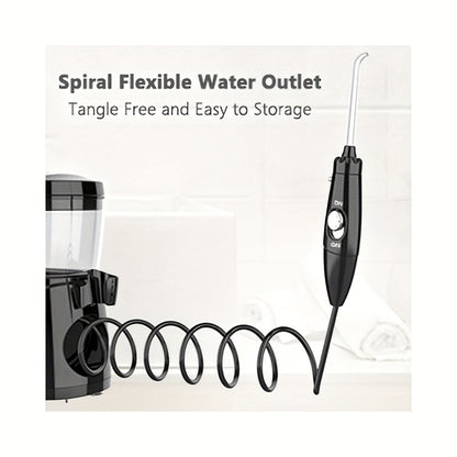 600 ml Desktop Water Flosser in Black with 10 Pressure Levels, Eight Nozzles and Large Tank