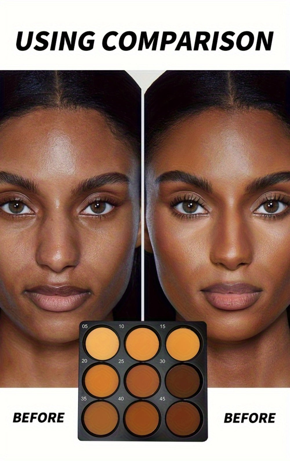 Nine-Color Contour and Face Makeup Palette with Mixed Light, Medium and Deep Pans in One Compact
