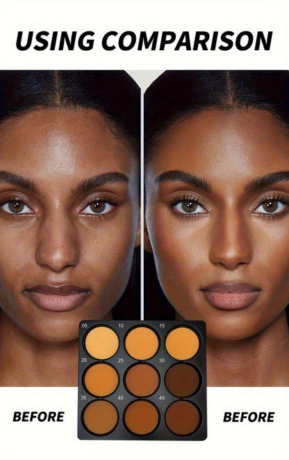 Nine-Color Contour and Face Makeup Palette with Mixed Light, Medium and Deep Pans in One Compact