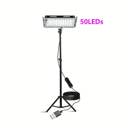 LED Work Light USB Powered 6000K Super Bright – Adjustable Height & Angle Bracket Lamp for Construction Site, Workshop, Office, Barn & Market – 50, 96 or 144 LEDs DC 5V Portable Job Site Light
