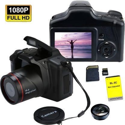 Digital Camera 1080P DSLR-Style Compact with 2.4-Inch Screen, 16X Digital Zoom, 9.88mm Lens and 32GB Card