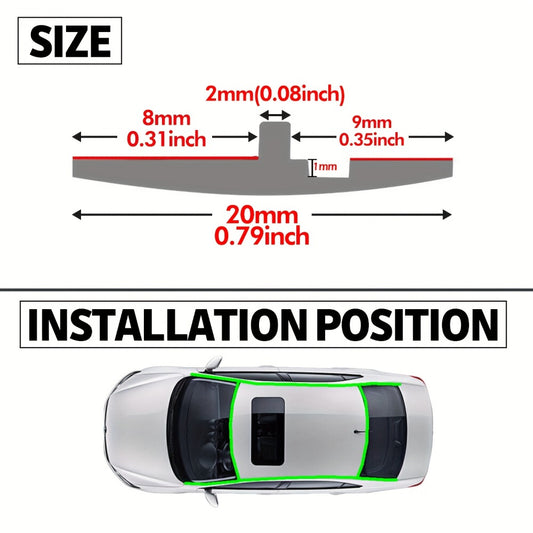 Car Rubber Seal Strip T-Shape Weatherstrip - Windshield Sunroof Door Edge Weather Stripping Trim, Universal Auto Weatherproofing Seal (3PCS 10FT)