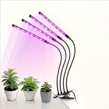 Clip-On Grow Light Strip 3/4/5 Tubes Red Blue Full Spectrum | 5-Level Brightness 3/9/12H Timer Clamp Type | Indoor Plants Desk Shelf Seedling