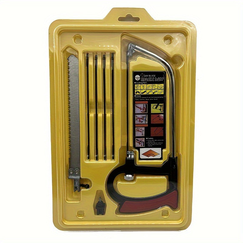 Seven-in-One Hand Saw Kit with Interchangeable Blades and Compact Case for Wood, PVC and Metal Cutting