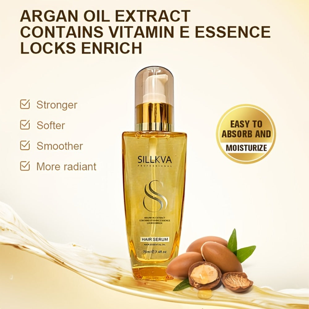 Extra Strength Argan Oil Hair Serum with Vitamin E — Deep Moisturizing Repair for Dry Frizzy Damaged Coarse Hair, Paraben-Free Sulfate-Free Lightweight Leave-In Shine Serum, Unisex, 1 Pc
