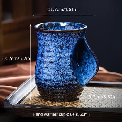 Ceramic Coffee Mug 18 Oz – Vintage Kiln-Fired Hand Warmer Cup with Speckled Glaze – Insulated Large Coffee Cup for Home & Office – Unique Gift for Christmas, Valentine's Day & Holidays