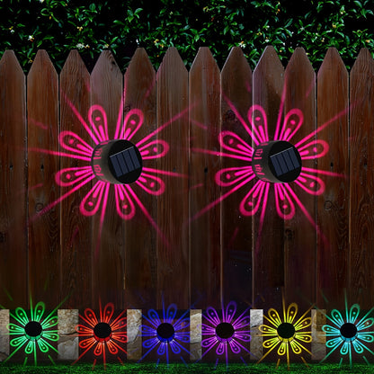 Solar Wall Lights Outdoor 2 Pack - Dusk to Dawn Auto On/Off, Decorative Projection Fence Porch Garden Lights, Weatherproof Solar Powered Yard Pathway Stair Decor, Halloween Christmas Holiday Lighting