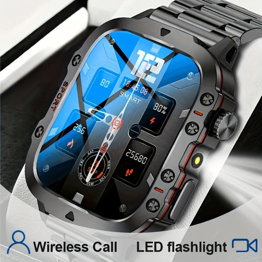 Smartwatch – Illumination Light K33 Khaki – Full Touch, 100+ Sport Modes, Wireless Calling, Music Playback, Remote Camera, Weather…