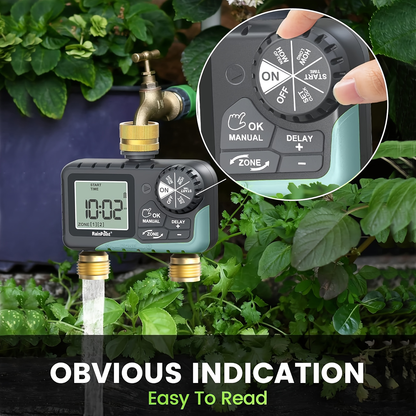 2-Zone Sprinkler Timer Programmable Faucet Irrigation Controller for Lawn & Yard