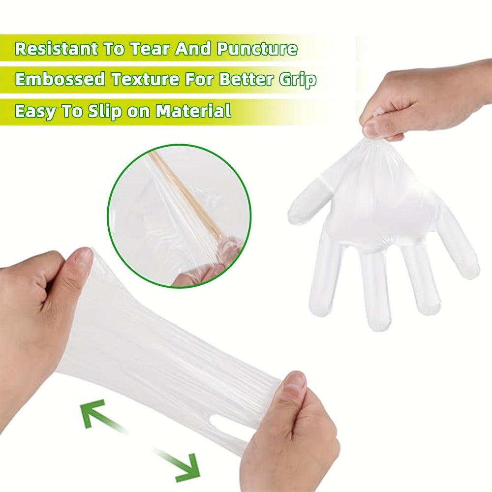 Clear CPE Poly Disposable Gloves with 200- or 1000-Piece Packages and Restricted S, M or XL Size Mapping