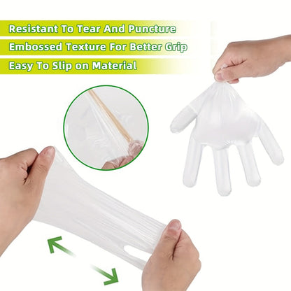 Clear CPE Poly Disposable Gloves with 200- or 1000-Piece Packages and Restricted S, M or XL Size Mapping