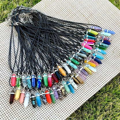 Pendant and Cord Jewelry Making Set with 30 Colored Point, Cross or Heart Pendants and 30 Black Necklaces