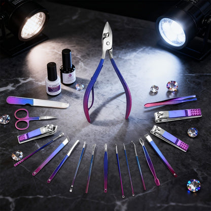 Portable Manicure and Pedicure Tool Set in 9-, 18-, 30- or 60-Piece Case Configurations for Nail Care