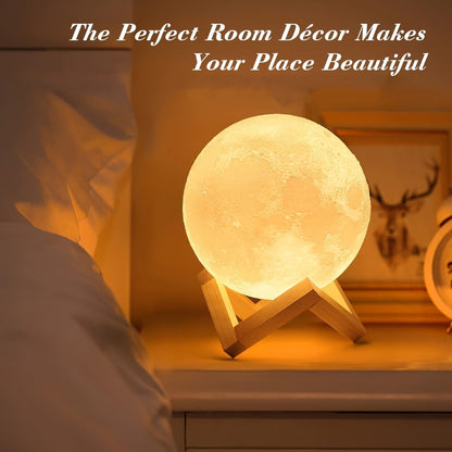 6.1-Inch Moon Lamp with 16-Color LED Lighting, Remote Control, USB Lead and Wooden Display Stand