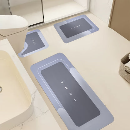 Three-Piece Bathroom Mat Set in Blue, Coffee or Gray with Toilet and Shower-Area Rug Pieces