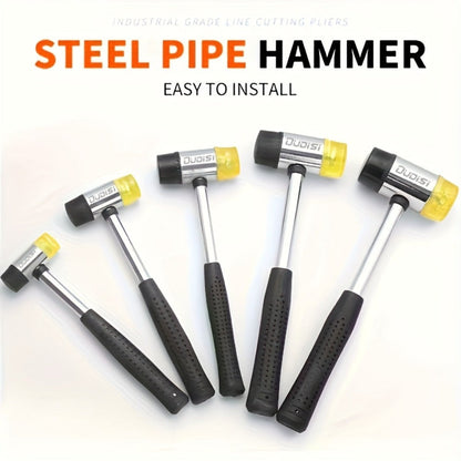 Double-Head Soft-Face Mallet with Steel Handle, Rubber Grip and Four Replaceable Head Sizes
