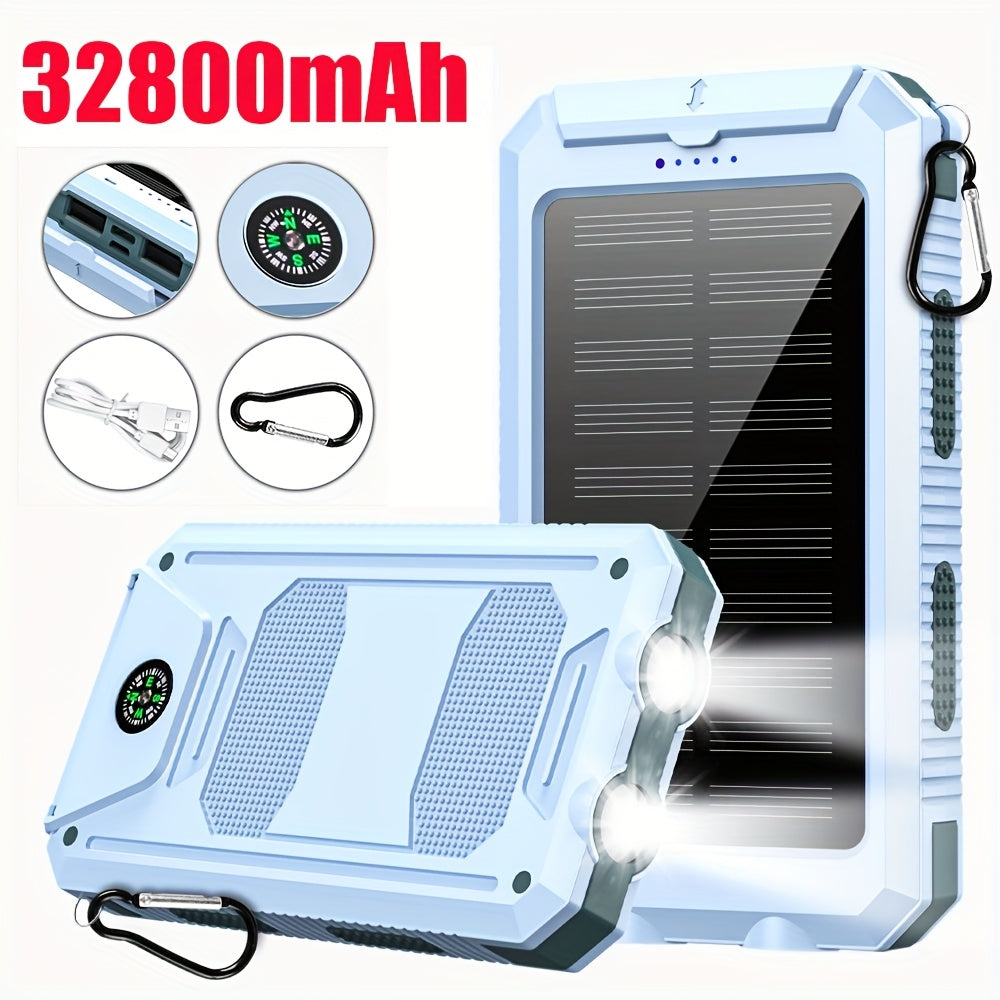 32800mAh Solar Power Bank 6 Outputs Wireless Charger – 4 Built-In Cables Dual Flashlights 15W Fast Charging, 32800 38800mAh External Battery Pack for Travel Camping GPS Emergency iPhone 17 Android