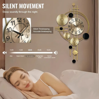 Cast Iron Wall Clock Large Modern Silent No-Ticking Irregular Digital Wall Art Decor for Living Room Bedroom 30.7 x 17.7 Inch Industrial Home Decoration Unique Big Clock