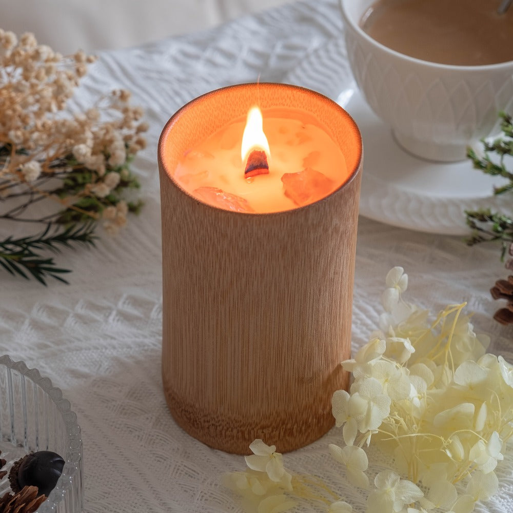 Scented Candles in Carbonized Bamboo Jar – 60-Hour Long-Lasting Soy Wax Candle with Premium Fragrance – Aromatherapy Gift for Home Decor, Spa, Housewarming, Christmas, Mom & Friends (8 Scents)