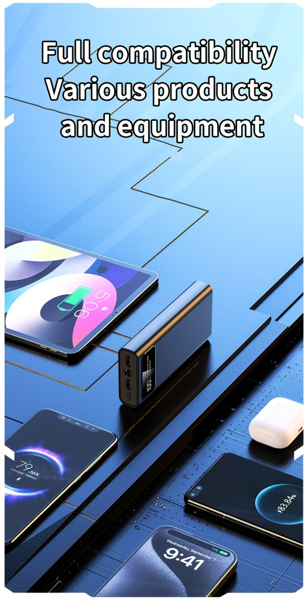 30000mAh Portable Charger with Bidirectional Fast Charging Dual USB & USB-C Power Bank High Capacity Battery Pack for iPhone Android Samsung Tablet Travel Outdoor Emergency