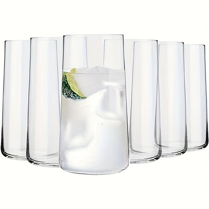 Drinking Glasses Set of 6 – 17.5oz Large Clear Crystal Glass Cups, Lightweight Glassware Set for Water, Juice, Iced Tea, Mojito, Cocktails, Kitchen & Bar Use, Holiday Entertaining
