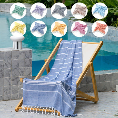 Striped Beach Towel in Ten Color Labels with 90 x 180 cm Source Size for Pool, Travel, Gym and Everyday Use