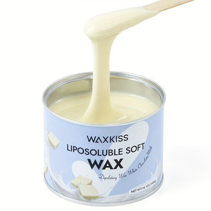 Soft Wax for Hair Removal 400g WAXKISS Honey & Aloe Vera Strip Wax Jar for Face Underarms Legs Body Back All Skin Types DIY Home Salon Waxing Kit for Women