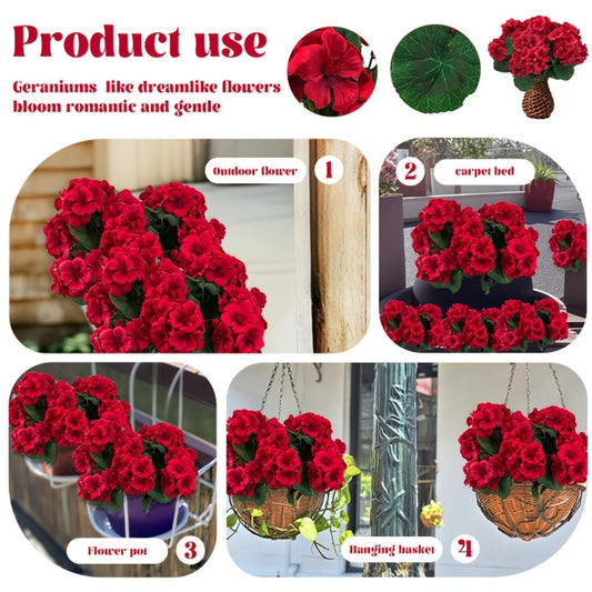 Artificial Flowers 13.77-Inch Geranium, Rose, Marigold or Hydrangea Styles in 8 and 16-Piece Options