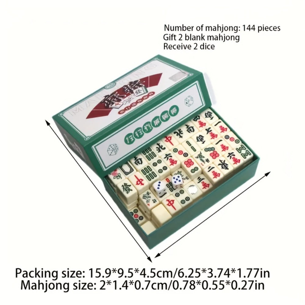 Mini Mahjong Set Portable Travel Size – Compact Authentic Chinese Tile Game for Family Fun Logical Thinking On-the-Go Entertainment, Traditional Mahjong Gift for Adults Kids Seniors