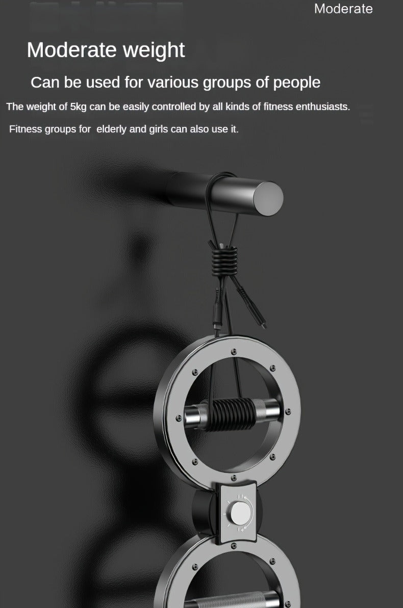 Fitness Equipment Rotating Wrist and Forearm Trainer with Dual Metal Grip Rings and 360-Degree Resistance Arm