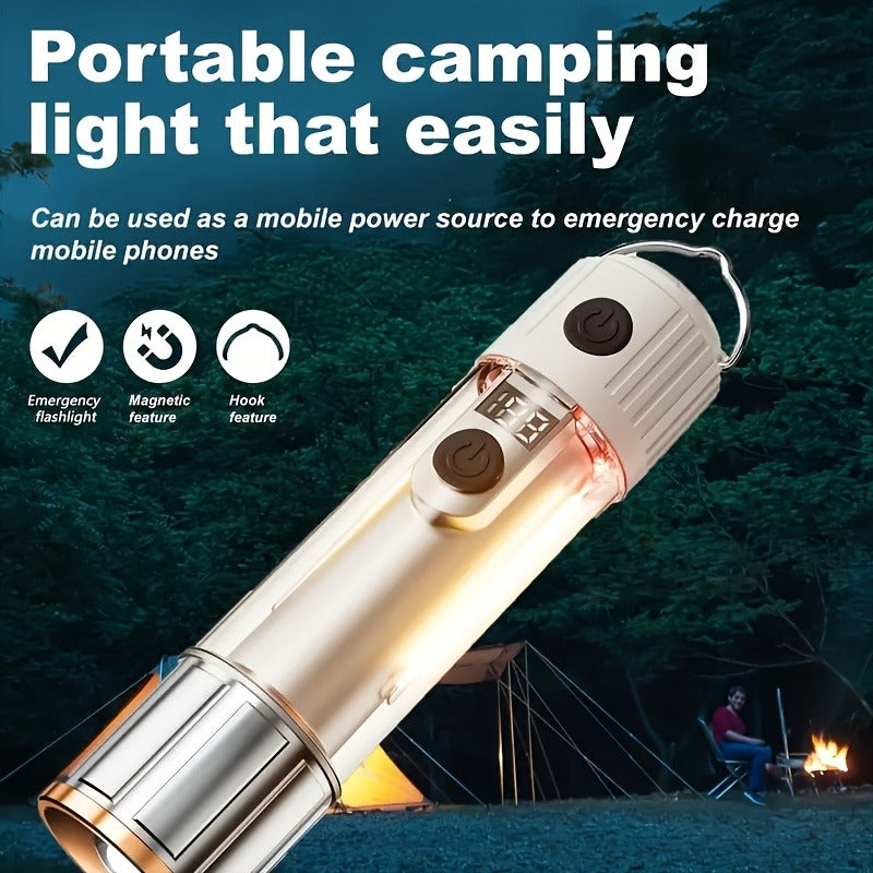 Rechargeable LED Flashlight 6-Pack - Transparent COB Side Light, 6 Modes Multifunction Handheld Torch, ABS Body for Camping, Hiking, Work & Emergency Power Outage