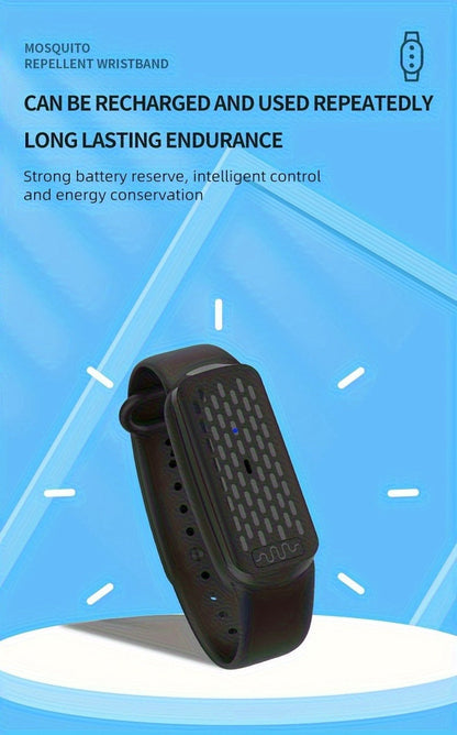 Mosquito Repellent Bracelet – Ultrasonic Soundwave Technology, USB Rechargeable, Waterproof Wristband for Camping Outdoor Hiking Travel, No Chemicals