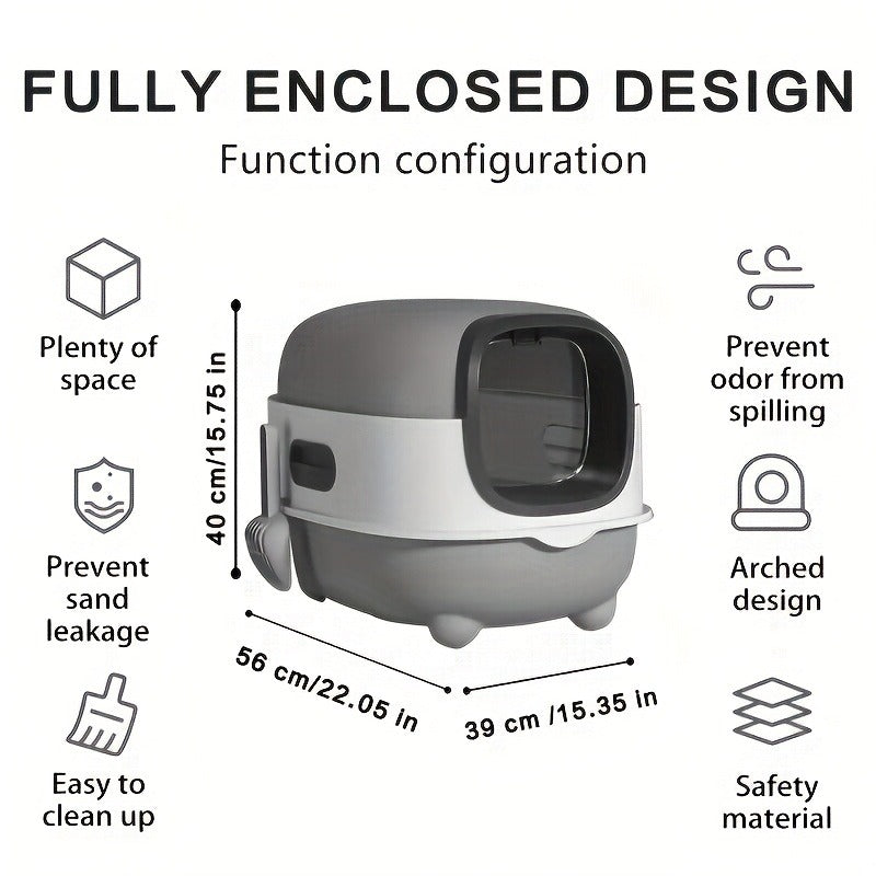Enclosed Cat Litter Box with Odor Control - Foldable Top Entry Design, Splash-Proof Walls, Compact Size for Small Spaces, Suitable for Kittens and Adult Cats