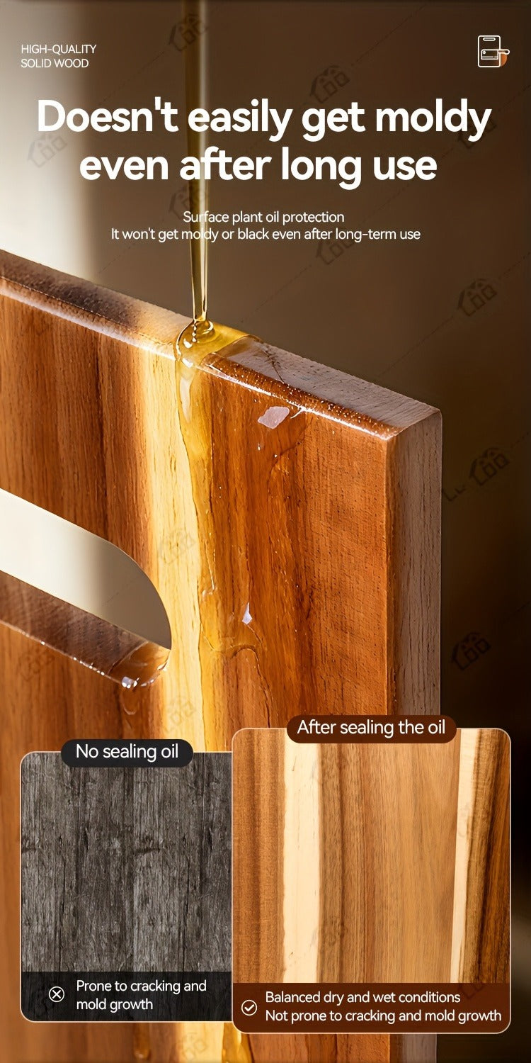 Extra-Long 36 x 11-Inch Wood-Color Charcuterie Board with Recessed Handles and Two Display Stands