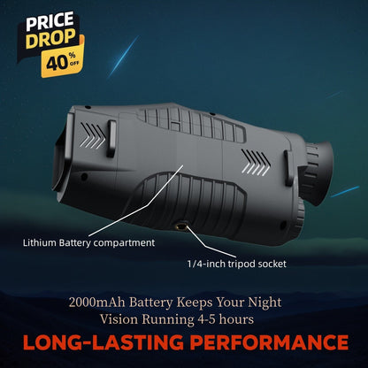 Night Vision Monocular with 850nm IR Illuminator, 5X Digital Zoom 2.5K FHD Camera 1.54" Display, Infrared Night Vision Scope for Hunting Camping Wildlife Surveillance, 2000mAh Battery 6Hr Runtime