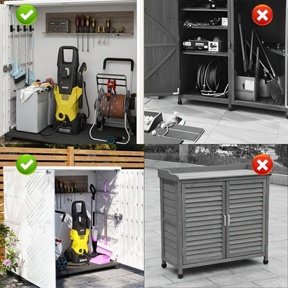 Outdoor Storage Cabinet with Doors & Metal Shelves | Resin
