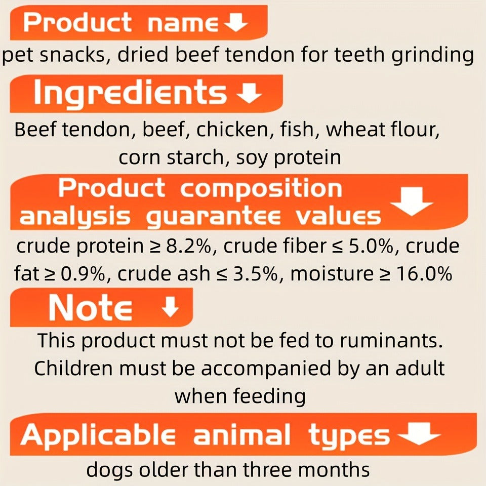Dog Treats Beef Tendon Strips, Beef Cubes and Egg Yolk Bites in Seven 150g Variety Options