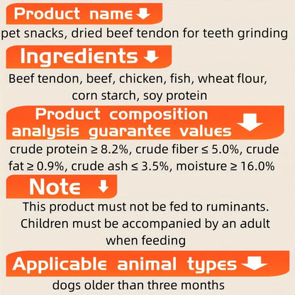 Dog Treats Beef Tendon Strips, Beef Cubes and Egg Yolk Bites in Seven 150g Variety Options
