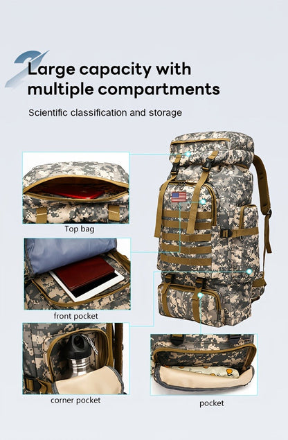 Tactical Backpack for Men & Women – Lightweight Packable Hiking Backpack 21L, Multi-Compartment Camping Rucksack with Adjustable Straps, Waterproof Outdoor Daypack for Camping, Trekking & Travel