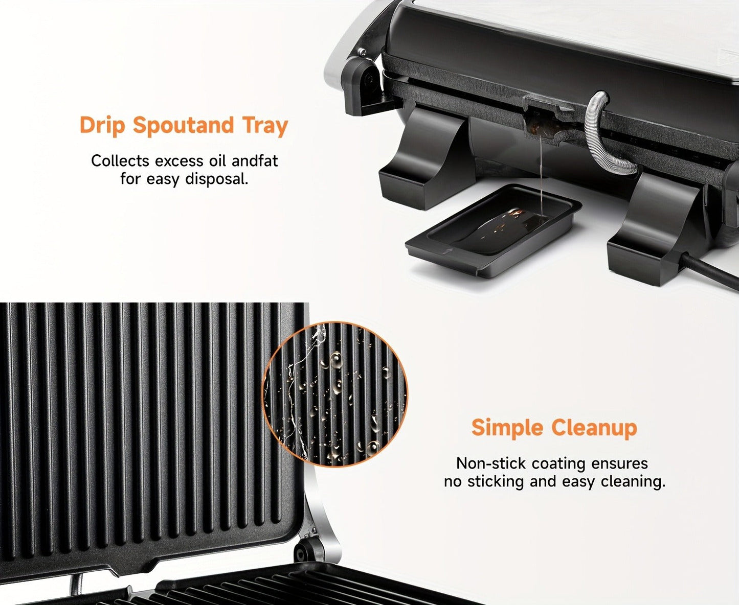 Sandwich Maker 3-in-1 Mini Indoor Grill & Panini Press – Non-Stick 180° Opening, Floating Hinge, 60-Min Timer, Temp Control & Grease Tray | Compact Electric Grill for Home & Dorm