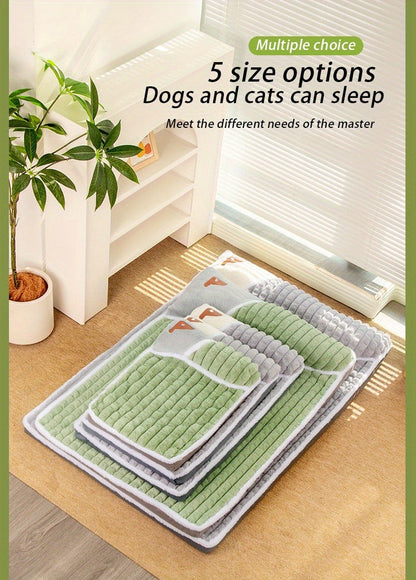 Thickened Dog Bed & Cat Bed Mat with Pillow – Anti-Slip, Machine Washable, Detachable Crate Mat for All Dogs & Cats, L & XL