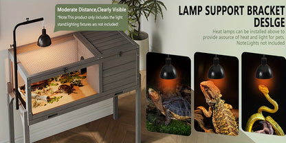 Large Tortoise Habitat Turtle Cage Enclosure with Detachable Legs Removable Roof Ramp Lamp Holder Indoor Outdoor