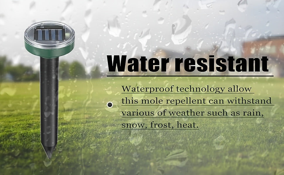 Solar Ultrasonic Pest Repeller Outdoor Waterproof Rodent Repellent Stake for Yard Garden Farm Mole Snake Skunk Dog Deterrent Device IP44 2/4/6/10 Pack