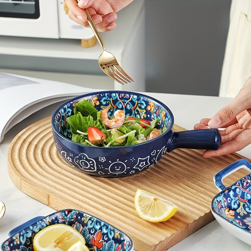 Ceramic Bowl Set with Lids 8-Piece Bohemian Soup Noodle Salad Bowls – Microwave Dishwasher Oven Safe Colorful Dinnerware for Meal Prep Family Dining Gifting