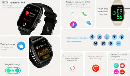 Smart Watch 2.01-Inch Display with Bluetooth 5.1 Calling, 280mAh Battery and Black or Pink Band