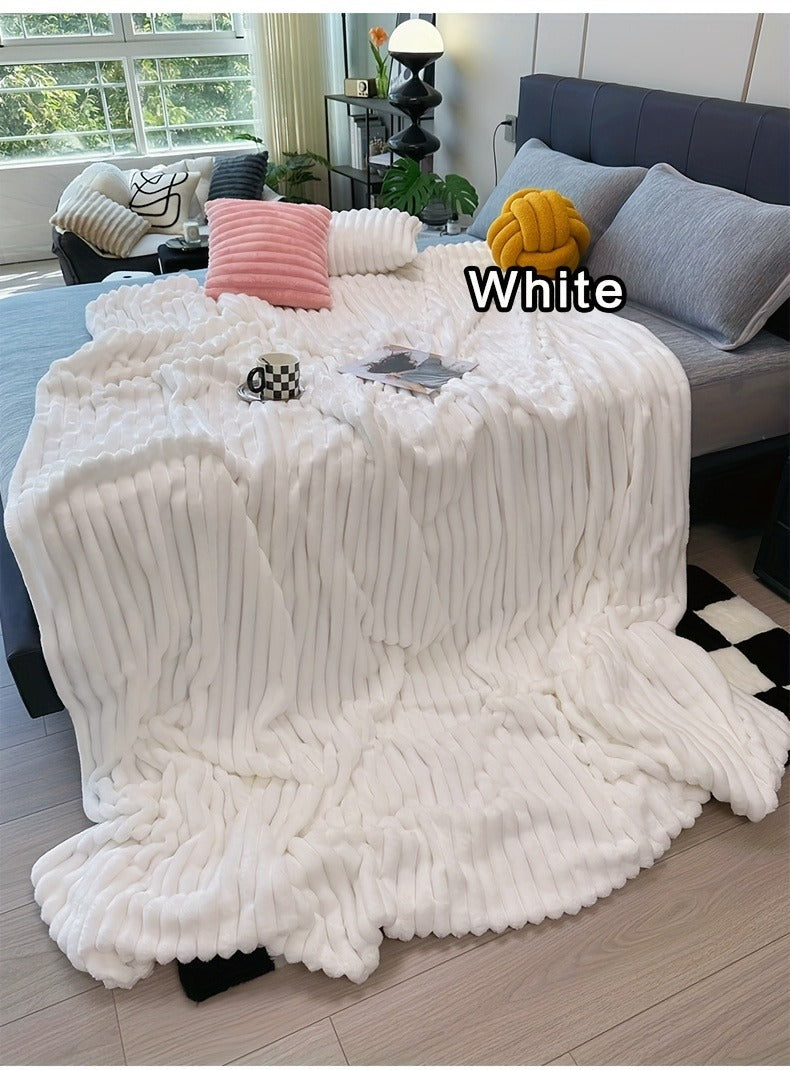 Channel-Textured Throw Blanket in Seven Colors and Four Displayed Size Options from 50 x 60 to 108 x 90 Inches