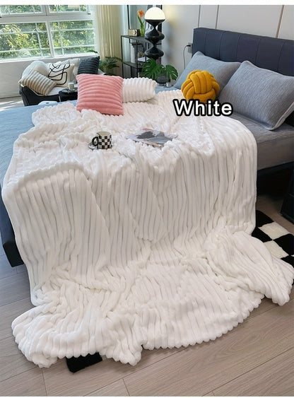 Channel-Textured Throw Blanket in Seven Colors and Four Displayed Size Options from 50 x 60 to 108 x 90 Inches