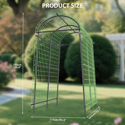 Garden Arch Trellis 7.5ft Tall Metal Climbing Plant Support with Netting for Vegetables Flowers Roses Outdoor Pergola Arbor Wedding Party Decoration Black