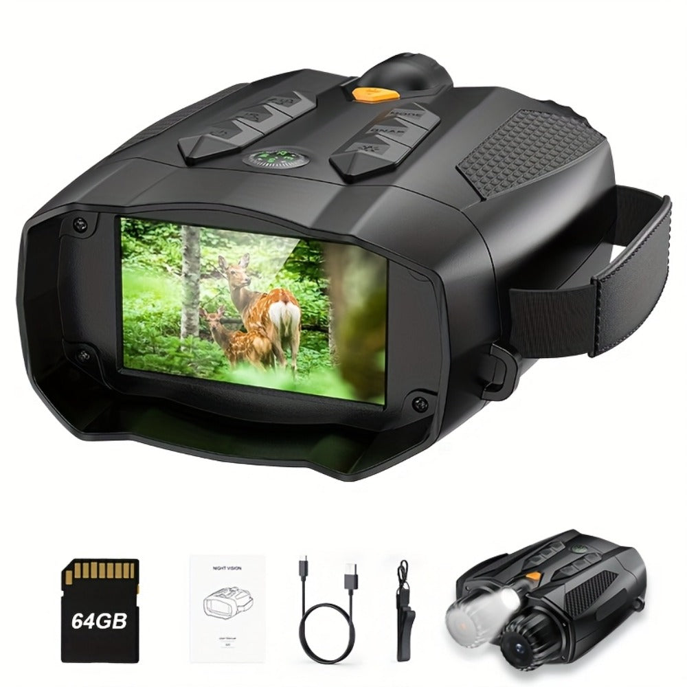 Night Vision Goggles with Built-In 3W IR Illuminator | 200MP HD, 10X Digital Zoom, 5W IR Light, 6-Hour Battery | Hands-Free Wearable for Hunting, Survival, Wildlife & Nighttime Outdoor Adventures